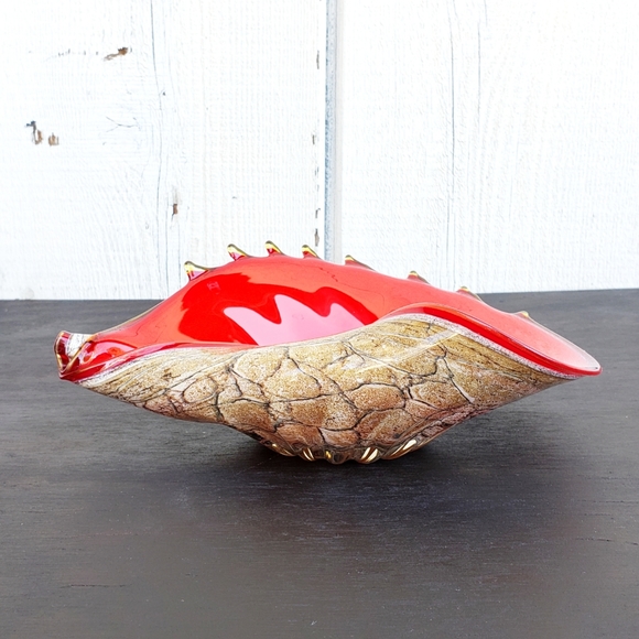 Vintage Hand Blown Glass Sea Shell Dish - Picture 3 of 7